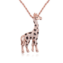 Austrian Crystal Necklace Zinc Alloy with brass chain with 9cm extender chain Giraffe real rose gold plated rope chain & with Austria rhinestone & enamel nickel lead & cadmium free Sold Per Approx 18.11 Inch Strand