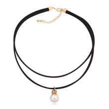 Velveteen Cord Necklace with South Sea Shell & Zinc Alloy with 5cm extender chain Round real gold plated with Austria rhinestone Sold Per Approx 16 Inch Strand