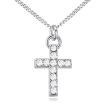 Austrian Crystal Necklace Zinc Alloy with iron chain with 5cm extender chain Cross platinum plated twist oval chain & with Austria rhinestone clear nickel lead & cadmium free Sold Per Approx 15.75 Inch Strand