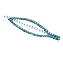 Hair Slide Zinc Alloy platinum plated with Austria rhinestone blue lead & cadmium free Sold By PC
