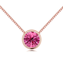 Austrian Crystal Necklace Zinc Alloy with Austrian Crystal with 5cm extender chain Flat Round real rose gold plated lead & cadmium free 40cm Sold Per Approx 15.75 Inch Strand