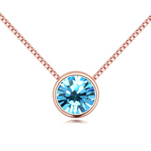 Austrian Crystal Necklace Zinc Alloy with Austrian Crystal with 5cm extender chain Flat Round real rose gold plated lead & cadmium free 40cm Sold Per Approx 15.75 Inch Strand