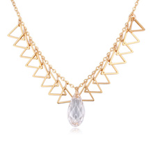 Swarovski Kristall Halsketten, Zinklegierung, mit Swarovski, mit Verlängerungskettchen von 5cm, Dreieck, vergoldet, frei von Blei & Kadmium, 9x62mm, verkauft per ca. 11.81 ZollInch Strang