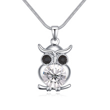 Austrian Crystal Necklace Zinc Alloy with Austrian Crystal with 5cm extender chain Owl platinum plated lead & cadmium free Sold Per Approx 15.75 Inch Strand