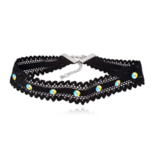 Zinc Alloy Choker Necklace with Lace & CRYSTALLIZED™ with 6cm extender chain platinum color plated with rhinestone lead & cadmium free 6mm Sold Per Approx 12.99 Inch Strand