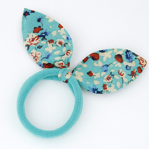 Bunny Ears Hair Scrunchies Rubber Band with Cloth Bowknot blue Sold By PC