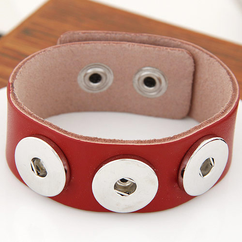 Snap Button Bracelet Zinc Alloy with Cowhide platinum color plated red lead & cadmium free Sold Per Approx 7 Inch Strand