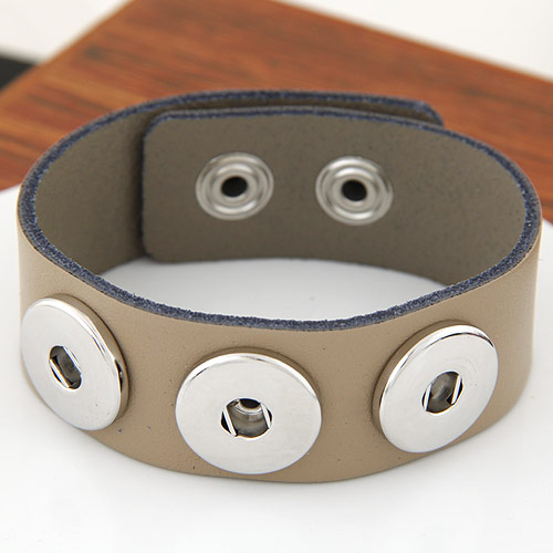 Snap Button Bracelet Zinc Alloy with Cowhide platinum color plated grey lead & cadmium free Sold Per Approx 7 Inch Strand