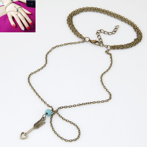 Bracelet en alliage de zinc Anneau, avec turquoise, Plaqué de couleur de bronze antique, chaîne ovale & 3 brins, sans plomb et cadmium, 185mm, Taille:6.5, Vendu par Environ 7 pouce brin