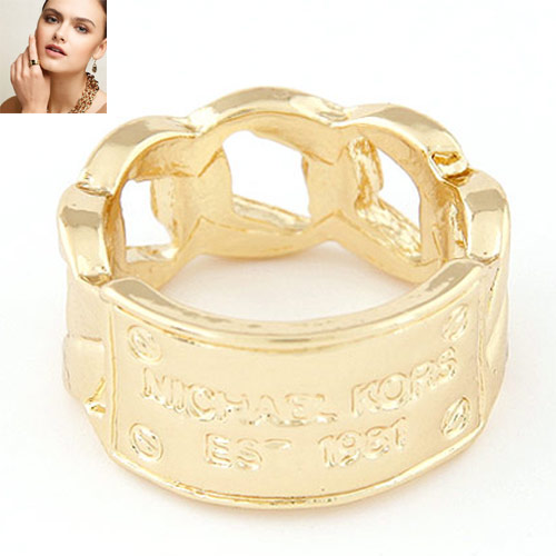 Zinc Alloy Finger Ring Letter real gold plated lead & cadmium free 12mm US Ring .5 Sold By PC