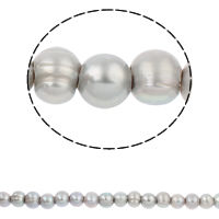 Bulvių išauginti gėlavandenių perlų karoliukai, Gėlo vandens perlų, Bulvė, natūralus, pilkas, 10-11mm, Skylė:Apytiksliai 3mm, Parduota už Apytiksliai 14.5 Inch Strand