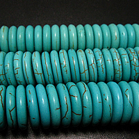 Turquoise Kralen, Synthetische Turquoise, Rond plat, groen, 12x3mm, Gat:Ca 1mm, Lengte Ca 15.7 inch, 15strengen/Lot, 120pC's/Strand, Verkocht door Lot
