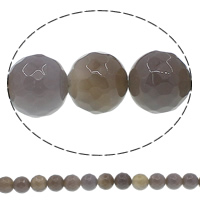 Natural Grey Agate perler, Grå Agate, Runde, forskellig størrelse for valg & facetteret, Hole:Ca. 1mm, Længde Ca. 15 inch, Solgt af Lot