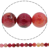 Crackle agat Bead, Rund, olika storlek för val & fasetterad, röd, Hål:Ca 1mm, Längd Ca 15.3 inch, Säljs av Lot