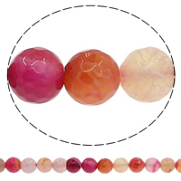 Perle Agate naturelle Crackle, Agate fissure, Rond, normes différentes pour le choix & facettes, multicolore, Trou:Environ 1mm, Longueur Environ 15 pouce, Vendu par lot