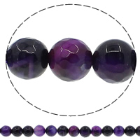 Naturlig lilla Agate perler, Purple Agate, Runde, facetteret, 8mm, Hole:Ca. 1mm, Længde Ca. 15 inch, 10Strands/Lot, Ca. 47pc'er/Strand, Solgt af Lot