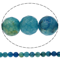 Natuurlijke Crackle Agaat parels, Ronde, verschillende grootte voor keus & gefacetteerde, blauw, Gat:Ca 1mm, Lengte Ca 15 inch, Verkocht door Lot