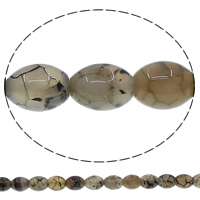 Naturlig Drage Veins Agate perler, Oval, 10x14mm, Hole:Ca. 1mm, Længde Ca. 15 inch, 10Strands/Lot, Ca. 25pc'er/Strand, Solgt af Lot