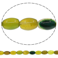 Perle Agate jaune naturelle, ovale, 8x12mm, Trou:Environ 1mm, Longueur Environ 15 pouce, 10Strandstoron/lot, Environ 33PC/brin, Vendu par lot
