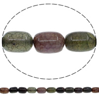 Perle Agate naturelle Crackle, Agate fissure, pilier, multicolore, 12x16mm, Trou:Environ 1mm, Longueur Environ 15 pouce, 10Strandstoron/lot, Environ 23PC/brin, Vendu par lot