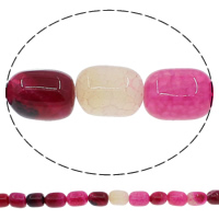 Natural Crackle akaatti helmiä, Sarake, kirkkaan ruusuinen punainen, 10x14mm, Reikä:N. 1mm, Pituus N. 15 tuuma, 10säikeet/erä, N. 26PC/Strand, Myymät erä