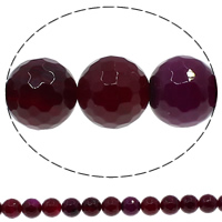 Naturlig Rose Agate perler, Runde, facetteret, 14mm, Hole:Ca. 1mm, Længde Ca. 15 inch, 10Strands/Lot, Ca. 27pc'er/Strand, Solgt af Lot