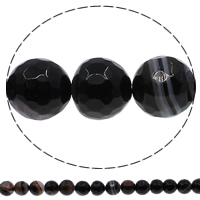 Perles Agates Noires naturelles, agate noire, Rond, normes différentes pour le choix & facettes, Trou:Environ 1mm, Longueur Environ 15 pouce, Vendu par lot