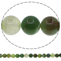 Φυσικά Χάντρες Πράσινη Agate, Γύρος, διαφορετικό μέγεθος για την επιλογή, Τρύπα:Περίπου 1mm, Μήκος Περίπου 15 inch, Sold Με Παρτίδα