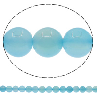 Perle Agate bleue naturelle, Rond, normes différentes pour le choix, Trou:Environ 1mm, Longueur Environ 15 pouce, Vendu par lot