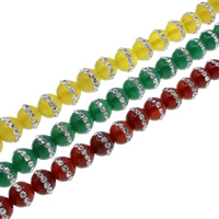 Agate perle, Ahat, Krug, različiti materijali za izbor & različite veličine za izbor & s Rhinestone, više boja za izbor, Rupa:Približno 1mm, Dužina Približno 15 inčni, Prodano By Lot