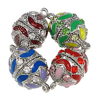 Zinc Alloy Magnetic Clasp Oval platinum color plated enamel & with rhinestone & single-strand nickel lead & cadmium free Approx 1mm Sold By Lot