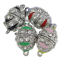 Zinc Alloy Magnetic Clasp Oval platinum color plated enamel & with rhinestone & single-strand nickel lead & cadmium free Approx 1.5mm Sold By Lot