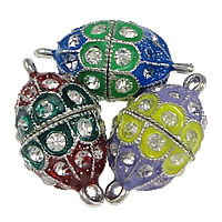 Tibetan Style Magnetic Clasp, Oval, platinum color plated, enamel & with rhinestone & single-strand, more colors for choice, nickel, lead & cadmium free, 24x13mm, Hole:Approx 1mm, 30PCs/Lot, Sold By Lot