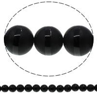 Prirodni Crna ahat perle, Crna Agate, Krug, različite veličine za izbor & mat, Rupa:Približno 1mm, Dužina Približno 15 inčni, Prodano By Lot