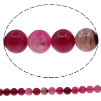 Natural Crackle akaatti helmiä, Pyöreä, kirkkaan ruusuinen punainen, 10mm, Reikä:N. 1mm, Pituus N. 15 tuuma, 10säikeet/erä, N. 38PC/Strand, Myymät erä