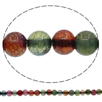 Natuurlijke Crackle Agaat parels, Ronde, verschillende grootte voor keus, multi-gekleurde, Gat:Ca 1mm, Lengte Ca 15 inch, Verkocht door Lot