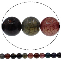 Natuurlijke Crackle Agaat parels, Ronde, verschillende grootte voor keus, multi-gekleurde, Gat:Ca 1mm, Lengte Ca 15 inch, Verkocht door Lot
