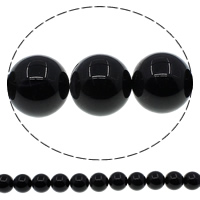 Prirodni Crna ahat perle, Crna Agate, Krug, različite veličine za izbor, Rupa:Približno 1mm, Dužina Približno 15 inčni, Prodano By Lot