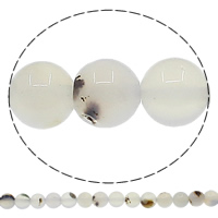 Φυσικό Λευκός Αχάτης χάντρες, Γύρος, διαφορετικό μέγεθος για την επιλογή, Τρύπα:Περίπου 1mm, Sold Per Περίπου 15 inch Strand
