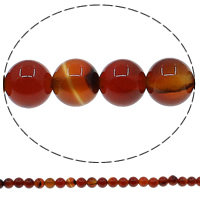 Prirodni Red ahat perle, Red Agate, Krug, različite veličine za izbor, Rupa:Približno 1mm, Dužina Približno 15 inčni, Prodano By Lot