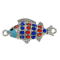 Zinc Alloy Magnetic Clasp Fish platinum color plated enamel & with rhinestone & single-strand multi-colored nickel lead & cadmium free Approx 2mm Sold By Lot