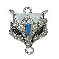 Tibetan Style Magnetic Clasp, Fox, platinum color plated, enamel & with rhinestone & single-strand, nickel, lead & cadmium free, 18x22x9mm, Hole:Approx 2mm, 30PCs/Lot, Sold By Lot