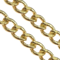 Brass Oval Chain, gold color plated, curb chain, nickel, lead & cadmium free, 1.70x1.30x0.50mm, Length:100 m, Sold By Lot