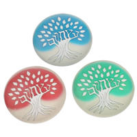 Glass Cabochons Flat Round tree of life design & time gem jewelry & flat back & decal mixed colors Sold By Bag