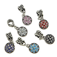 European Style Zinc Alloy Dangle Beads Flower silver color plated without troll & enamel & blacken nickel lead & cadmium free 25mm  Approx 5mm Sold By Lot