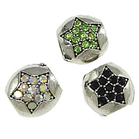 Zinc Alloy European Beads Oval silver color plated without troll & with rhinestone & blacken nickel lead & cadmium free Approx 5mm Sold By Lot