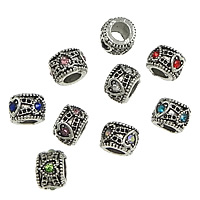 Zinc Alloy European Beads Setting Column silver color plated without troll & with rhinestone & blacken nickel lead & cadmium free Approx 5mm Inner Approx 1mm Sold By Lot