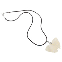 Freshwater Shell Necklace with rubber cord & Brass Butterfly white Sold Per Approx 16.5 Inch Strand