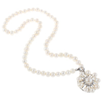 Sladkovodní Pearl mosaz řetěz náhrdelník, s Mosaz, Brambor, přírodní, s drahokamu, bílý, 8-9mm, 27x34x10mm, Prodáno za Cca 18 inch Strand