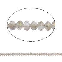 Rondelle-Krystal-Perler, Krystal, efterligning CRYSTALLIZED™ krystaller, Greige, 5x6mm, Hole:Ca. 1mm, Længde 18 inch, 10Strands/Bag, Solgt af Bag